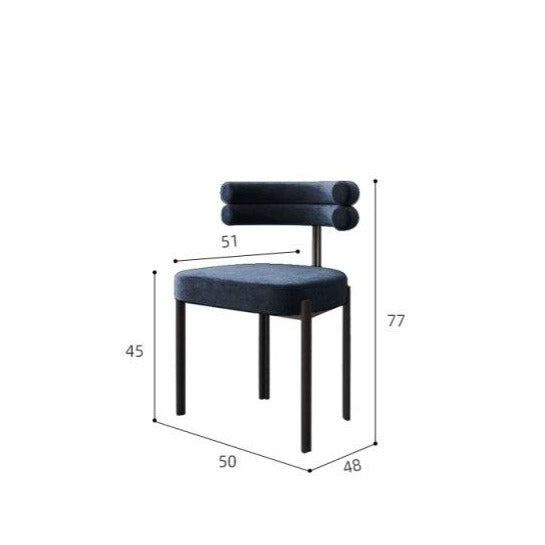 Chaise design italien en métal et velours avec dossier semi circulaire
