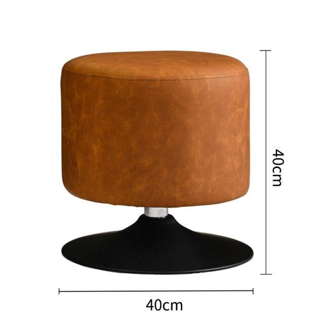Tabouret design bas en résine de cuir végétal sur pied circulaire