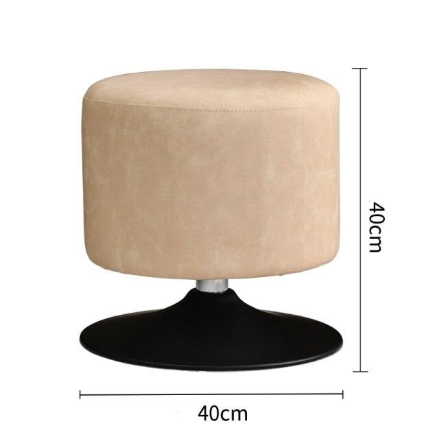 Tabouret design bas en résine de cuir végétal sur pied circulaire