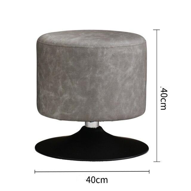 Tabouret design bas en résine de cuir végétal sur pied circulaire