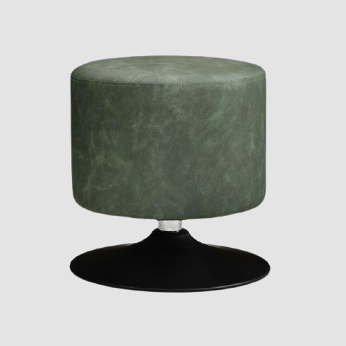 Tabouret design bas en résine de cuir végétal sur pied circulaire