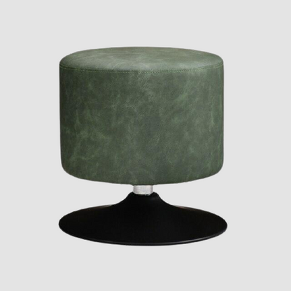 Tabouret design bas en résine de cuir végétal sur pied circulaire