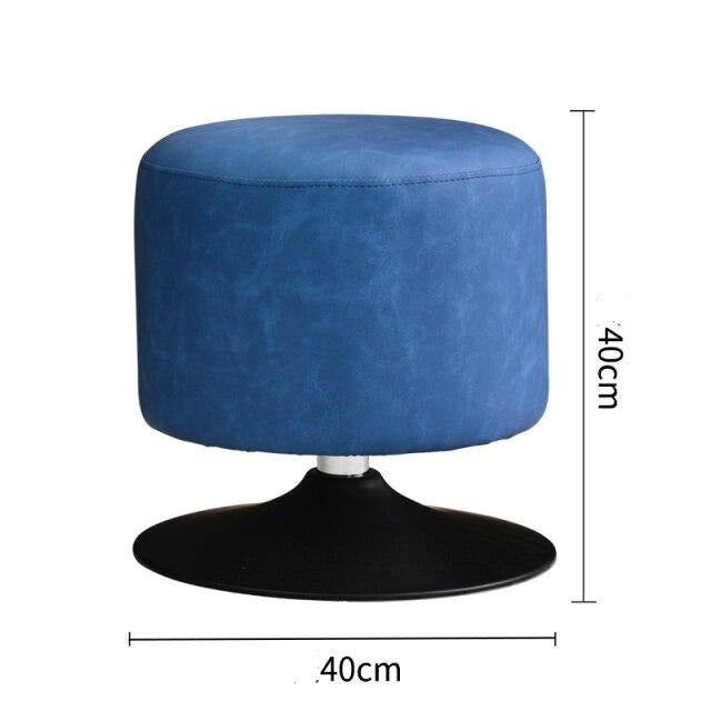 Tabouret design bas en résine de cuir végétal sur pied circulaire