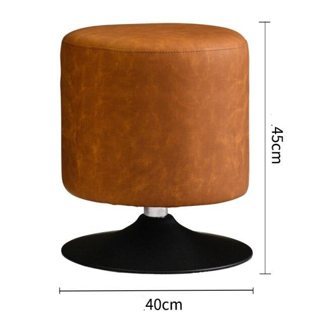 Tabouret design bas en résine de cuir végétal sur pied circulaire