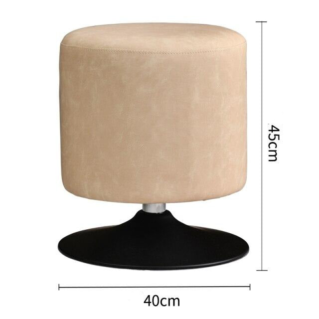 Tabouret design bas en résine de cuir végétal sur pied circulaire