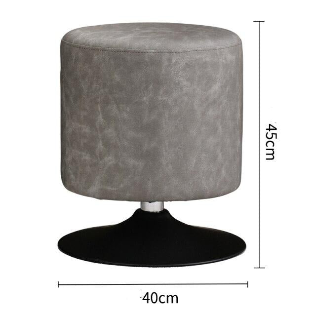 Tabouret design bas en résine de cuir végétal sur pied circulaire