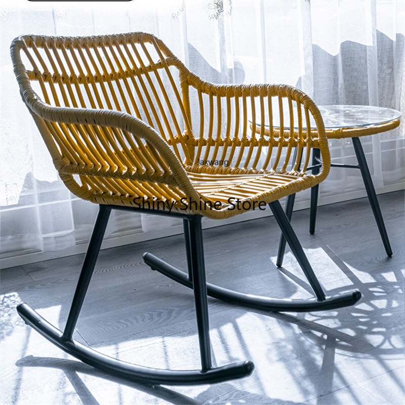 Fauteuil scandinave relax à bascule en rotin