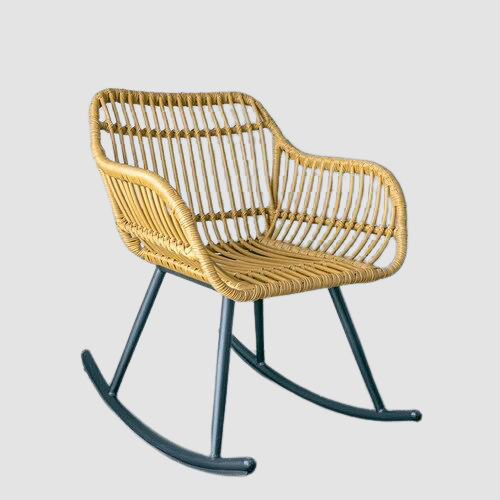 Fauteuil scandinave relax à bascule en rotin