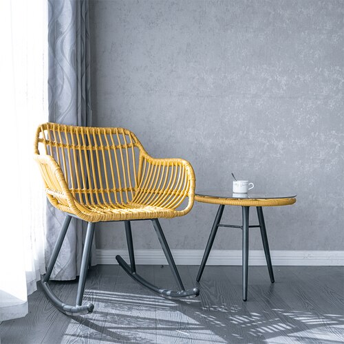 Fauteuil scandinave relax à bascule en rotin