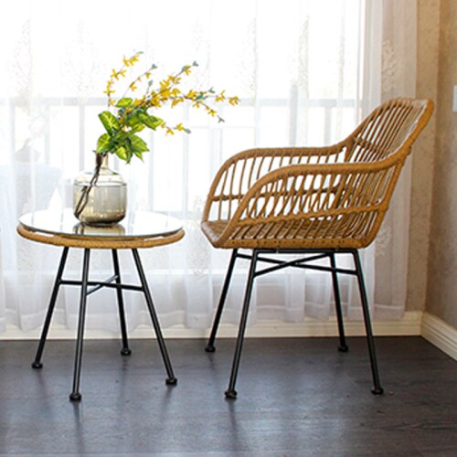 Fauteuil scandinave relax à bascule en rotin