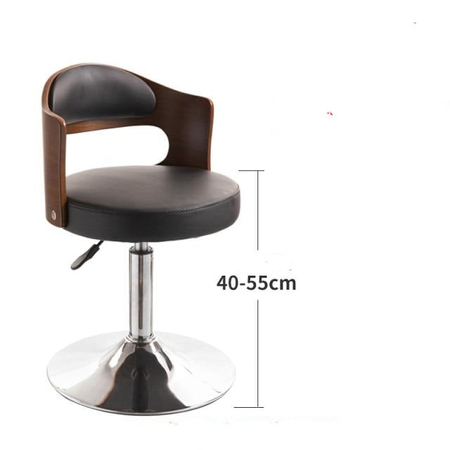 Chaise de bar design avec dossier large en bois et pied central