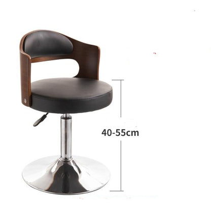 Chaise de bar design avec dossier large en bois et pied central
