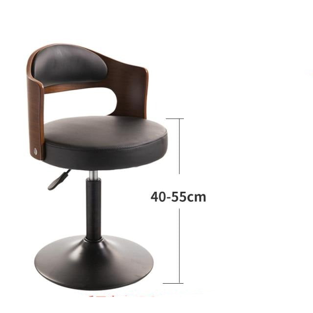 Chaise de bar design avec dossier large en bois et pied central