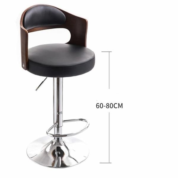 Chaise de bar design avec dossier large en bois et pied central
