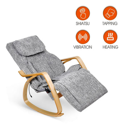 Fauteuil relax en tissu en bois avec option chauffante et massante