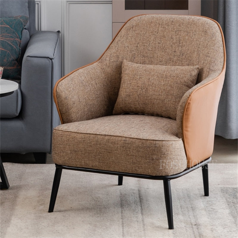 Fauteuil scandinave moderne en tissu et métal