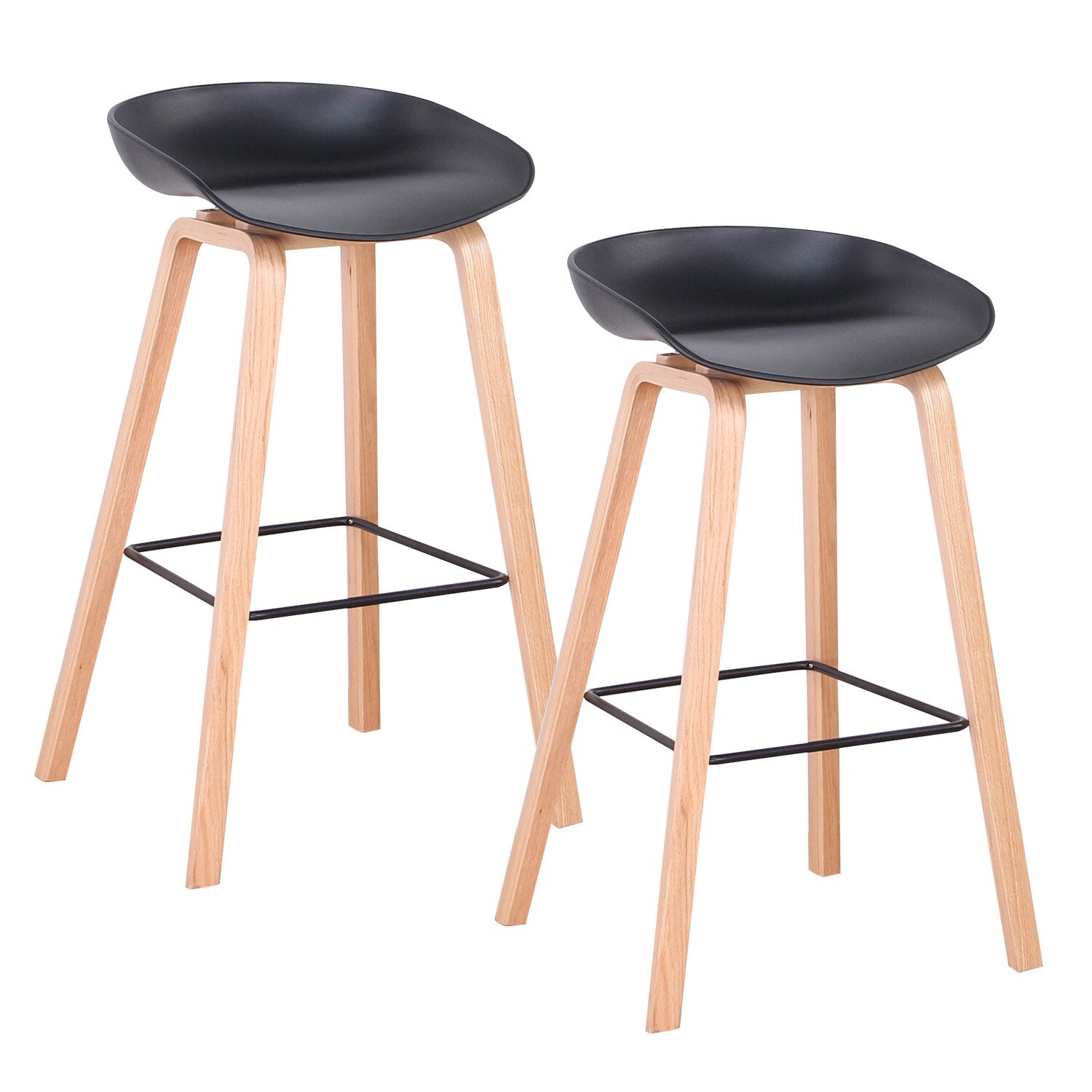 Tabouret de bar nordique en bois clair et assise résine