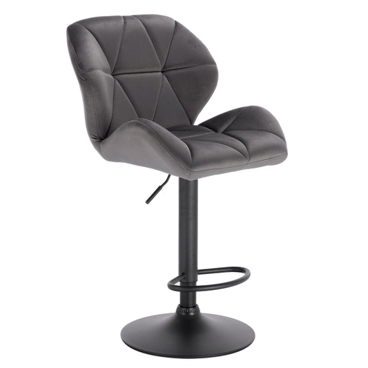 Chaise de bar moderne assise baquet sur pied central – Gris