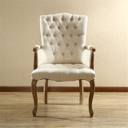 Fauteuil vintage capitonné avec armature bois