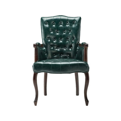 Fauteuil vintage capitonné avec armature bois