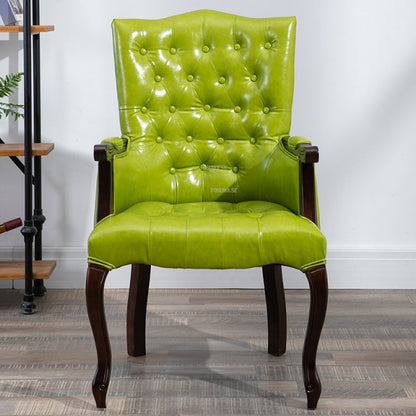 Fauteuil vintage capitonné avec armature bois