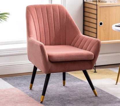 Fauteuil design scandinave en velours surpiqué et pieds en métal