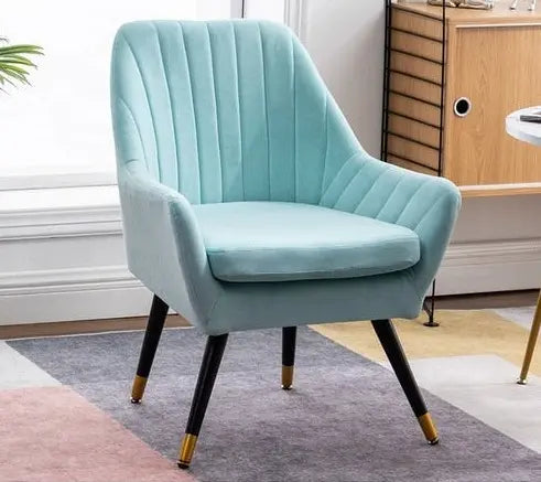 Fauteuil design scandinave en velours surpiqué et pieds en métal