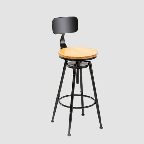 Chaise de bar industrielle revisité avec dossier incurvé