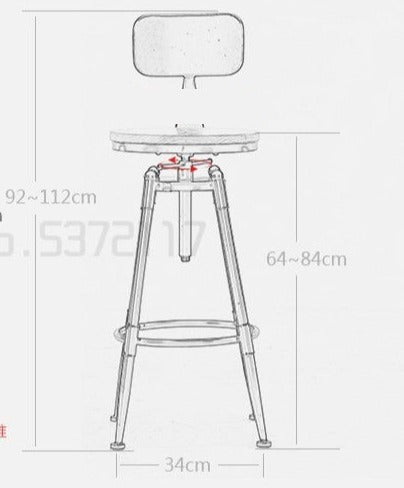 Chaise de bar industrielle revisité avec dossier incurvé