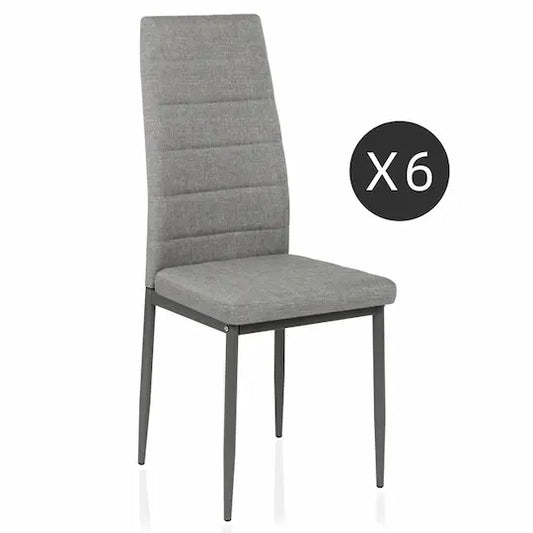 Chaise moderne à dossier haut pour salle à manger (lot de 6) – Gris