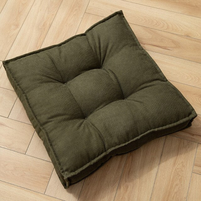 Coussin carré adaptable sol ou siège en tissu capitonné