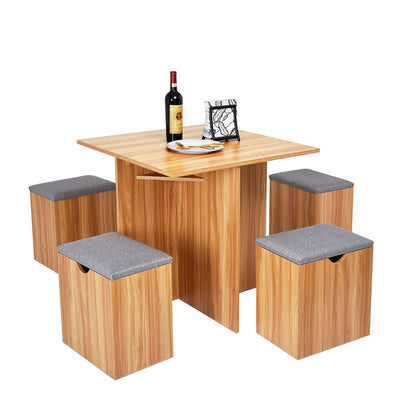 Tabouret en bois blanc par 4 avec table associée ( lot complet )