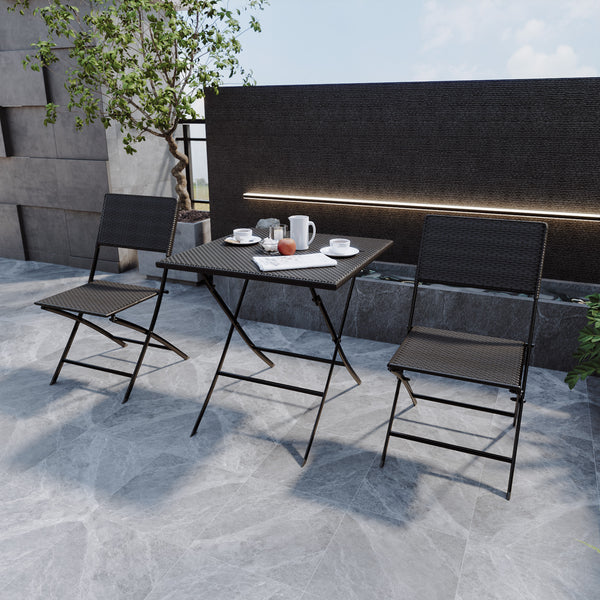 Chaise pliable par deux pour terrasse et jardin avec table (set complet)