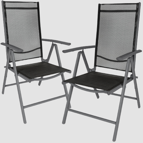 Chaise longue inclinable en aluminium et toile maillée (lot de 2)