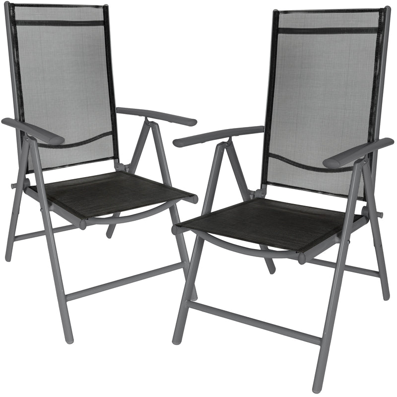 Chaise longue inclinable en aluminium et toile maillée (lot de 2)