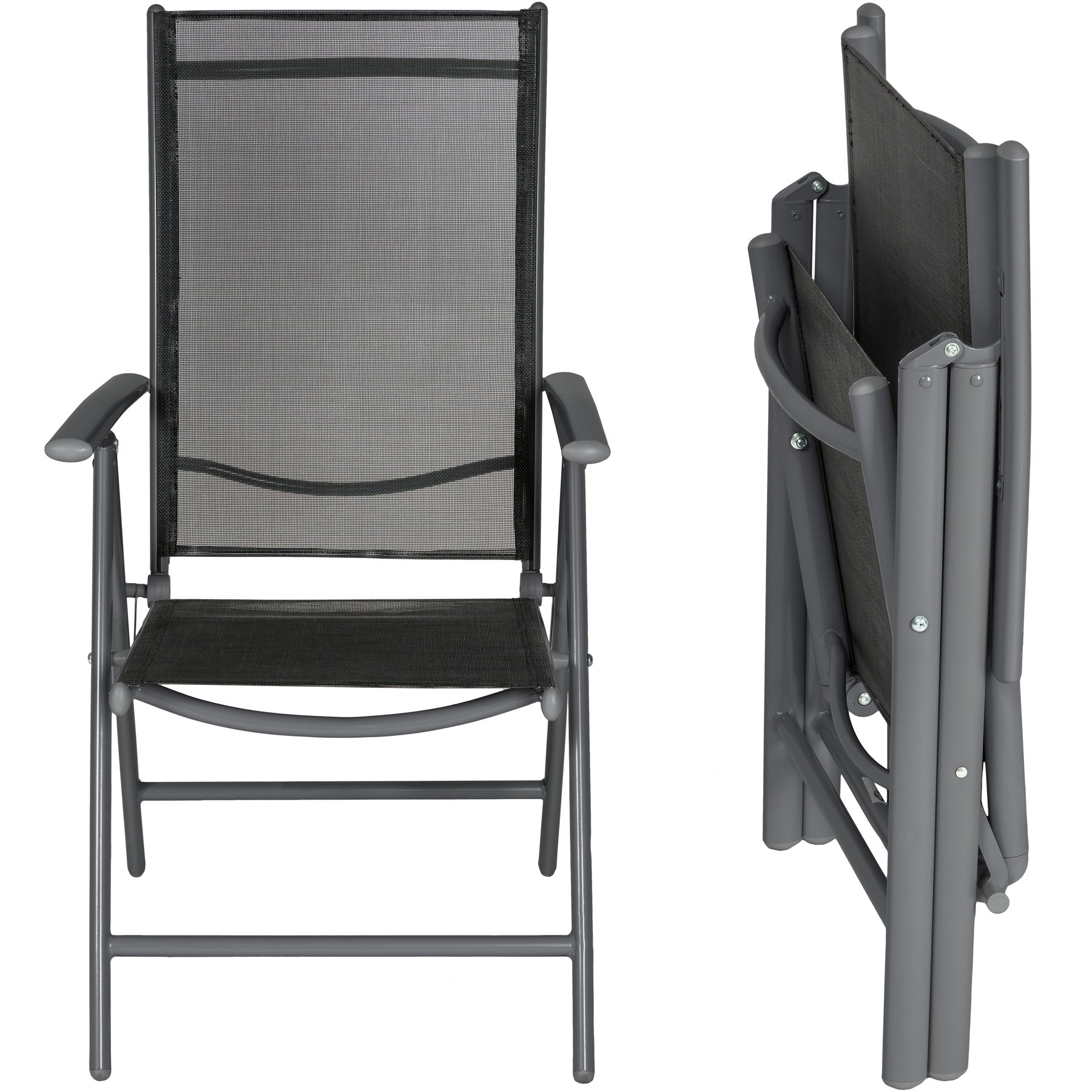 Chaise longue inclinable en aluminium et toile maillée (lot de 2)