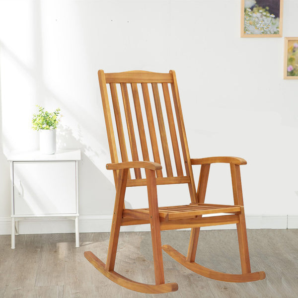 Chaise à bascule vintage en bois brut