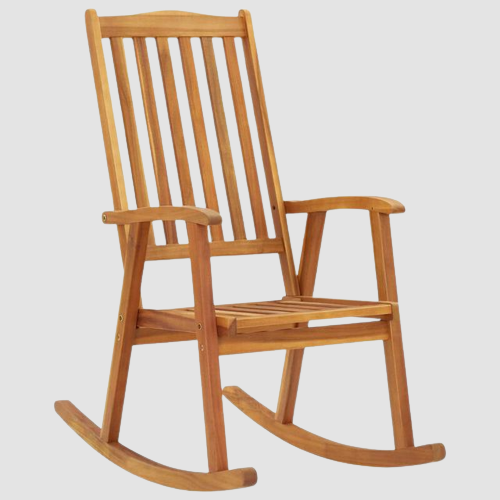 Chaise à bascule vintage en bois brut