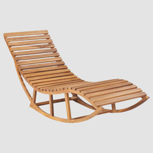 Chaise longue moderne en bois d'acacia à courbure ergonomique