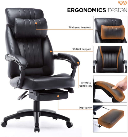 Chaise de bureau ergonomique ajustable avec repose tête confort plus