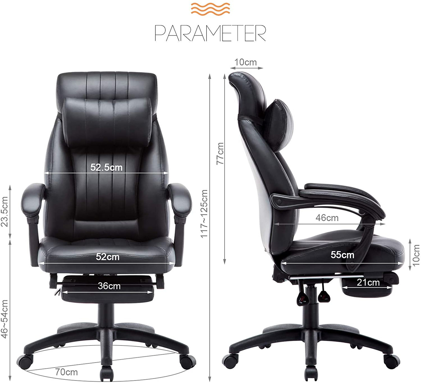 Chaise de bureau ergonomique ajustable avec repose tête confort plus