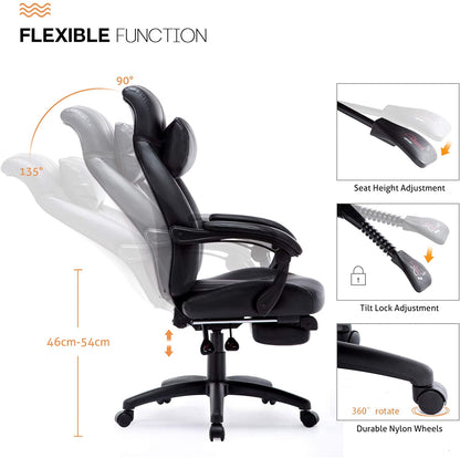 Chaise de bureau ergonomique ajustable avec repose tête confort plus