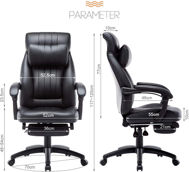 Chaise de bureau ergonomique ajustable avec repose tête confort plus