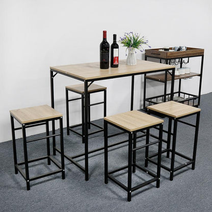 Tabouret industriel bois et métal par 4 avec table (set complet)