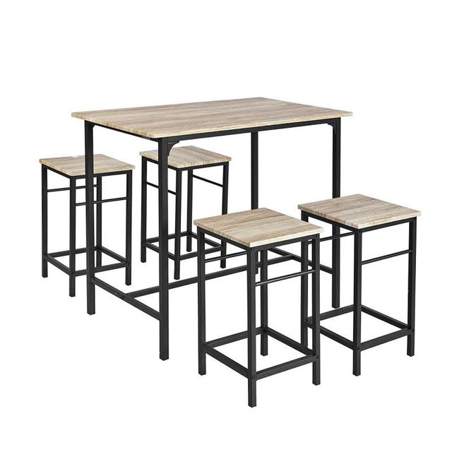 Tabouret industriel bois et métal par 4 avec table (set complet)