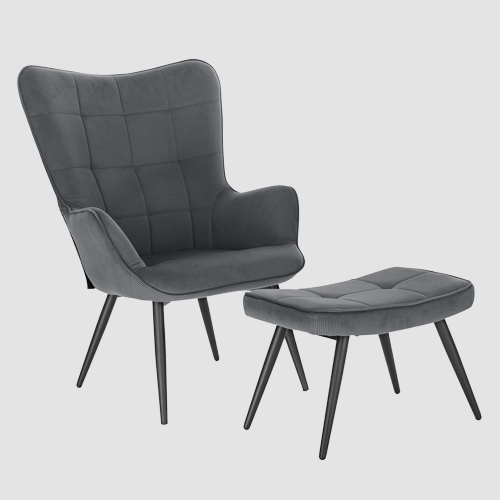 Fauteuil relax à dossier large avec repose pieds