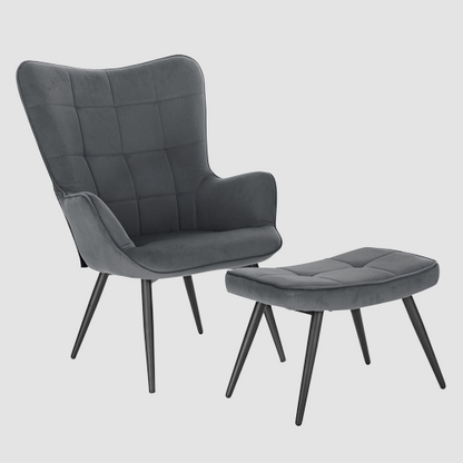 Fauteuil relax à dossier large avec repose pieds