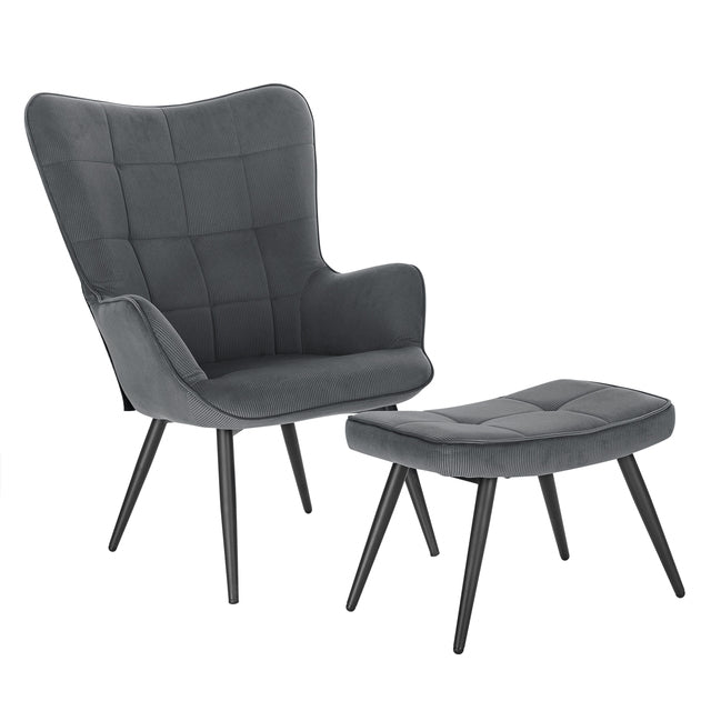 Fauteuil relax à dossier large avec repose pieds