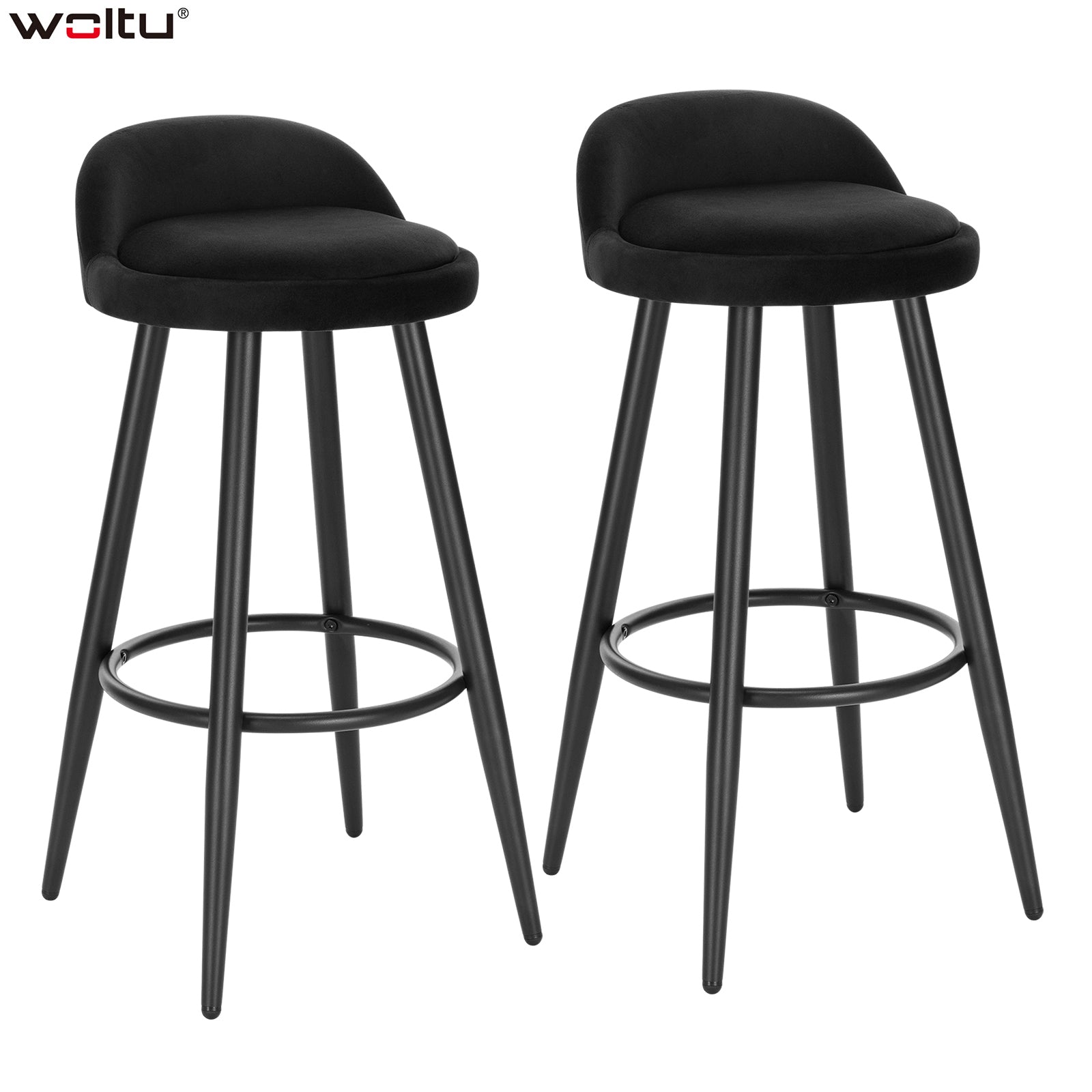 Tabouret de bar en velours et métal avec mini dossier