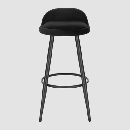 Tabouret de bar en velours et métal avec mini dossier